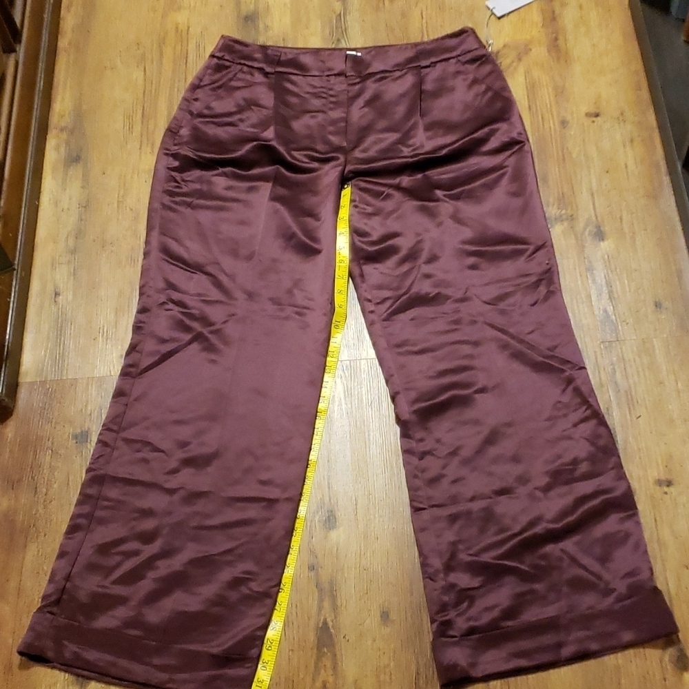 Jennifer Lopez purple satiny wide leg cuffed pants